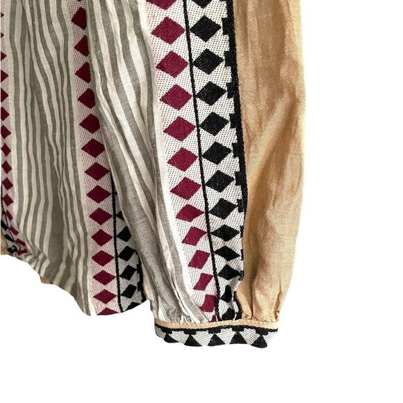 DIXIE Cotton Blend Oversized Button Front Blouse With Design Print S - Picture 2 of 6